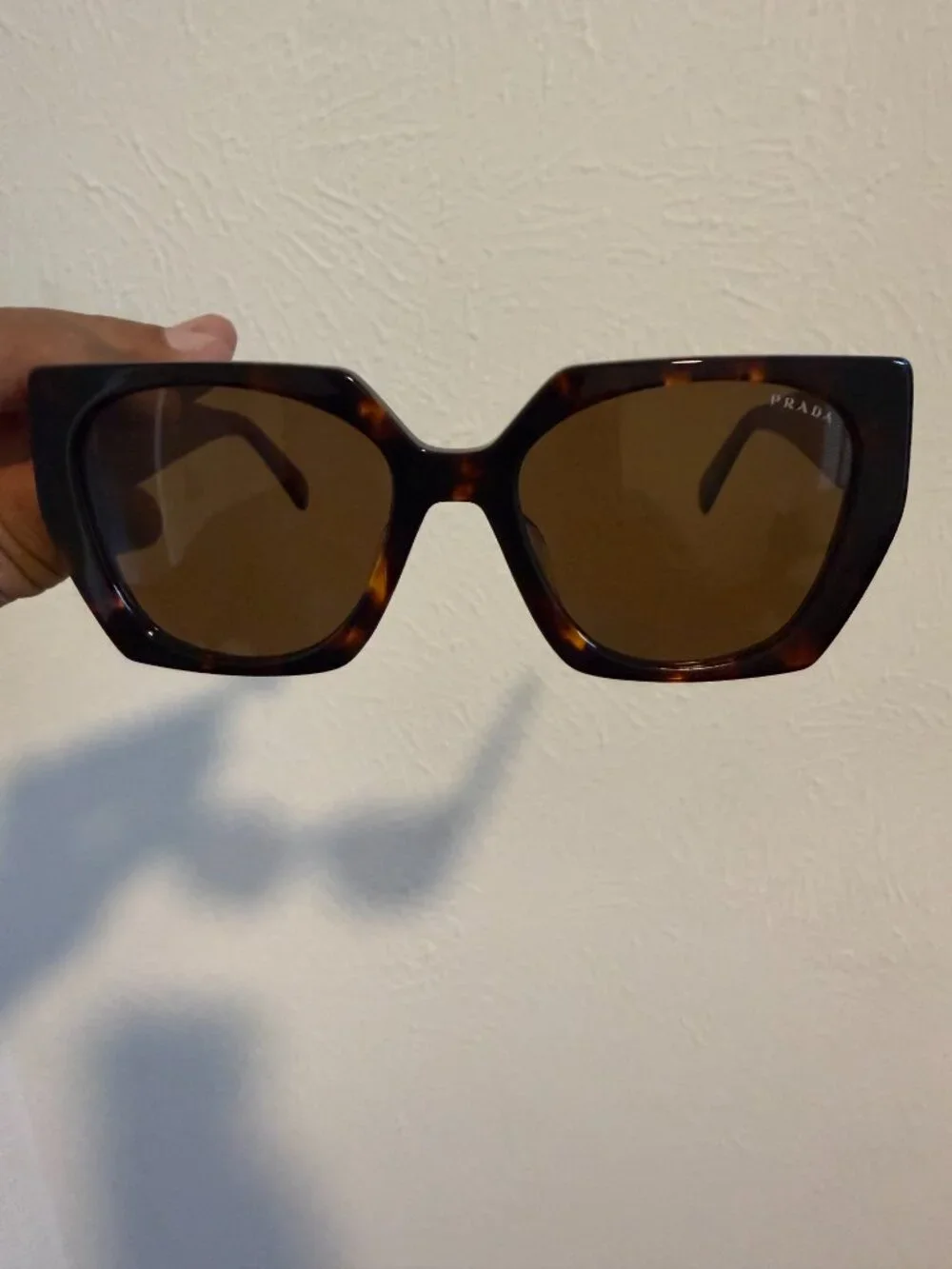 Prada PR 15WS Oversized Square Sunglasses Women Red Tortoiseshell UV400